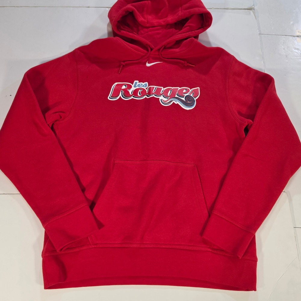 Nike Les Rouges Hoodie Mens Medium Red Graphic Pullover Sweatshirt
